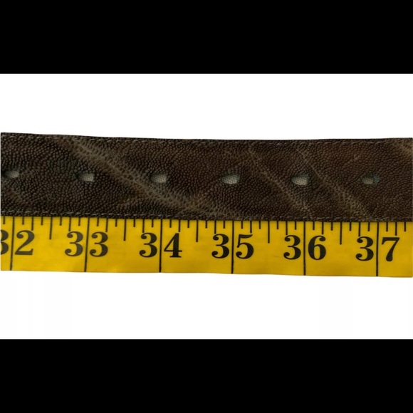 Vtg 60s Paris Genuine Elephant Leather Belt M/L 32”-37” Rustic Natural Gray - Picture 5 of 6